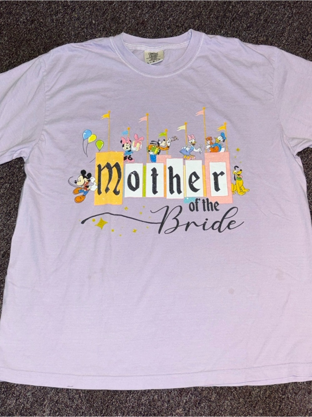 Gildan Lilac Mother of the Bride Short Sleeve Tee with Disney Characters